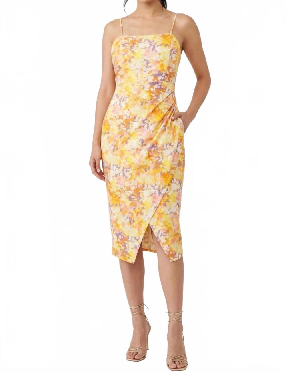 NEW LAUNDRY BY SHELLI SEGAL floral print skirt overlay spaghetti strap dress in